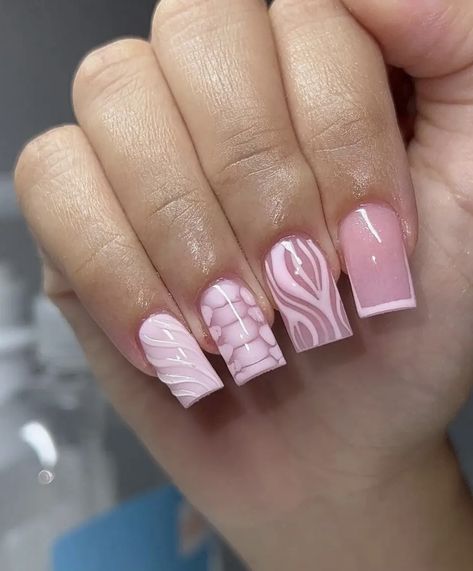 Short Square Summer Nail Designs, Summer Nail Ideas Square, Bahamas Nail Ideas, Medium Square Nails Designs, Nail Inspo Square Short, Short Pink Nails Designs, Micro Nails, Short Square Nails Summer, Square Nails Pink