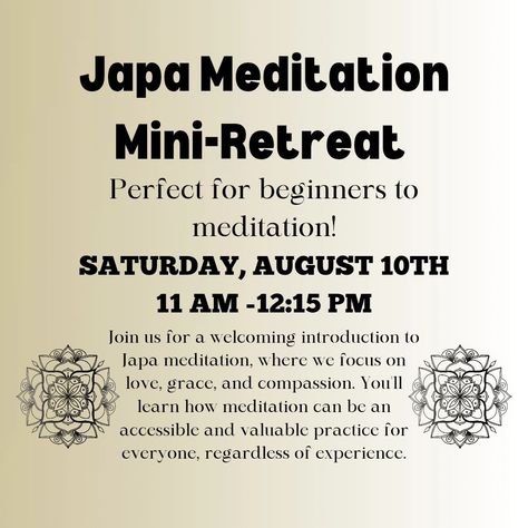 Immerse yourself in the serene practice of Japa Meditation with our comprehensive mini-retreat. ✨️ Overview: 🧘‍♂️ What is Meditation? Understand the concept and benefits of meditation. Learn about different types of meditation practices. 🌷 Introduction to Japa Meditation: Discover the silent, written, and oral forms of Japa Meditation. Learn how Japa Meditation is practiced in various traditions. 🧘‍♀️ Guided Practice: Engage in guided breathwork and meditation to find your mantra. Prac... Different Types Of Meditation, What Is Meditation, Benefits Of Meditation, Types Of Meditation, Lansing Michigan, Meditation Benefits, Meditation Practices, Holistic Healing, Journal Writing