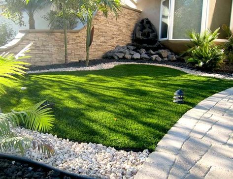 Artificial Grass Backyard, Arizona Backyard, Synthetic Lawn, Artificial Grass Installation, No Grass Backyard, Lawn Design, Backyard Garden Landscape, Artificial Lawn, Front Landscaping