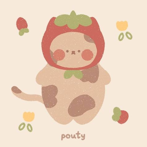 Strawberry Cat Drawing, Strawberry Guy, Flannel Diy, Strawberry Character, Strawberry Cartoon, Strawberry Illustration, Strawberry Drawing, Strawberry Cat, Vine Drawing