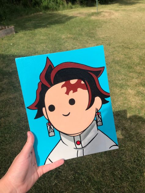 Pixar Paintings On Canvas, Aesthetic Anime Painting Ideas, Anime Canvas Art Paint Easy, Anime Easy Painting Ideas, Demon Slayer Acrylic Painting, Painting Anime Ideas, Anime Painting Acrylic Canvas, Demon Slayer Painting Easy, Cute Anime Paintings