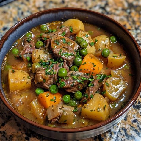 Lamb Broth, Lamb And Potatoes, Sauté Veggies, Thyme Salt, Hearty Stew, Instagram Recipes, Lamb Shoulder, Lamb Stew, Stewed Potatoes