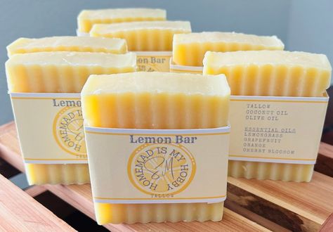 Lemon Bar Tallow Soap - Making Tallow Soap, Shampoo Bar Recipe, Tallow Soap, Lemon Bar, Lemon Eucalyptus, Homemade Beauty, Lemon Mint, Lemongrass Essential Oil, Lemon Bars