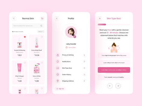 Skincare Mobile App, Skin Care App Design, Skincare App Design, Skincare App, App Suggestions, Planer Ideas, App Wireframe, App Ideas, Mobile Beauty