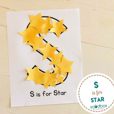 S Projects For Preschool Letter, Preschool Learning Alphabet, S Is For Star Craft Preschool, Letter S Projects For Preschool, S Is For Craft Preschool, Star Theme Preschool Activities, S Is For Space, Space Theme Activities For Preschool, S Activity For Preschool