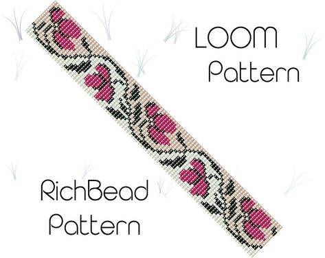 Loom Bead Pattern Flower Beaded Loom Patterns Floral Bead | Etsy Bead Loom Kits, Seed Bead Bracelet Patterns, Beading Loom, Patterns Floral, Stitch Jewelry, Bead Loom Designs, Loom Jewelry, Bead Loom Pattern, Loom Bracelet Patterns