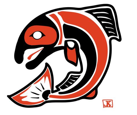 Coho Salmon Salmon Drawing, Native Drawings, Salmon Art, Pacific Northwest Art, Native American Design, Optical Illusions Art, Salmon Fishing, Wood Burning Art, Illusion Art