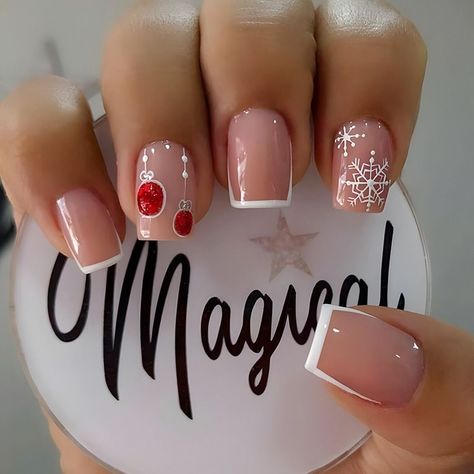 Christmas French Square Head Fake Nails Pointed Head False Nail Tips Press On Nails Waterproof Nails Boho, Unghie Sfumate, Short Fake Nails, Christmas Gel Nails, Short Acrylic, Glue Stick, Christmas Nails Acrylic, Nail Swag, Nagel Inspo