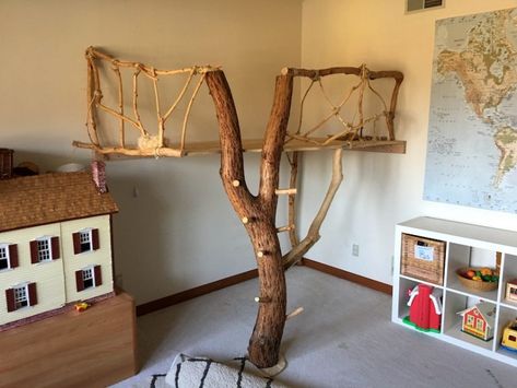 Indoor Tree House, Play Loft, Waldorf Playroom, Waldorf Play, Diy Playroom, Tree Fort, Diy Playhouse, Indoor Tree, Wooden Bunk Beds