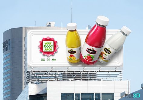 3d Billboard Design, Creative Billboard Design Ideas, Creative Billboard Design, Billboard Design Ideas, Creative Billboard, 3d Billboard, Outdoor Advertising Billboard, Juice Ad, Branding Identity Inspiration