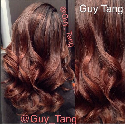 Color Balayage Auburn, Color Balayage Hair, Ombre Hair Color For Brunettes, Guy Tang Hair, Auburn Hair Balayage, Balayage Hair Rose, Auburn Balayage, Brunette Ombre, Rose Gold Ombre