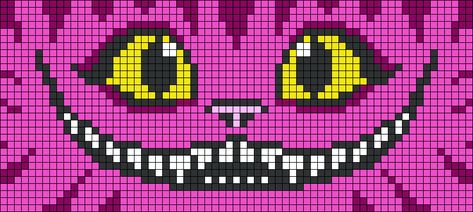 Cheshire Cat Pixel Art, Alice In Wonderland Alpha Pattern, Alice In Wonderland Pixel Art, Colorwork Crochet, Unicorn Cross Stitch Pattern, Alice Wonderland, Strip Pattern, Pixel Art Templates, Tim Burton Movie