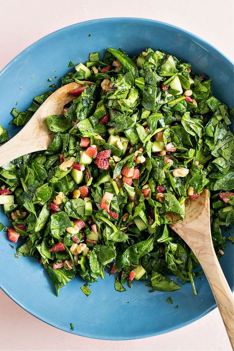 Chopped Spinach Salad, Strawberry Spinach Salad, Dijon Vinaigrette, Strawberry Spinach, Spinach Strawberry Salad, Honey Dijon, Chopped Spinach, Toasted Walnuts, Vegetarian Paleo