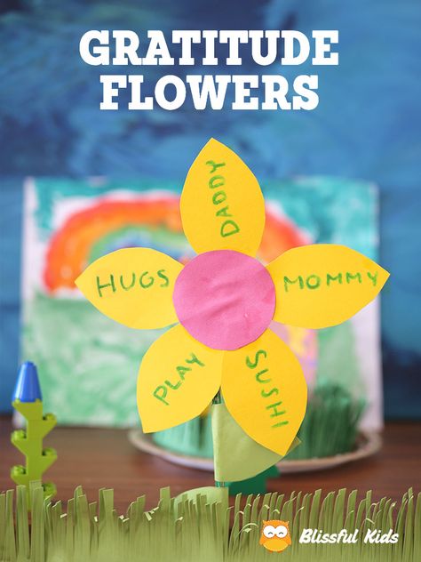 Mindfulness for Kids – Gratitude Flowers - Blissful Kids Gratitude Flower Activity, Mindfulness Activities For Preschoolers, Gratitude Kids Activities, Mindfullness Crafts, Mindful Crafts For Kids, Yoga Crafts For Kids, Gratitude Activity For Kids, Kids Mindfulness Activities, Mindfulness Art For Kids