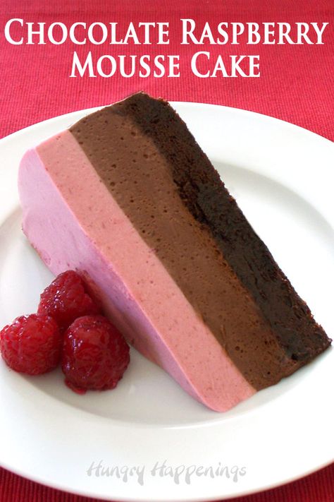 Valentine's Desserts, Chocolate Raspberry Mousse, Chocolate Raspberry Mousse Cake, Raspberry Mousse Cake, Valentine's Day Chocolate, Mousse Cake Recipe, Raspberry Mousse, Cake Christmas, Kolaci I Torte