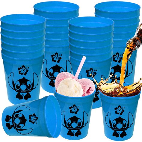 PRICES MAY VARY. 【Package Include】The package includes 24 pcs thickened Stitch plastic cups（4.5*3.1 in）(3 styles). which can fully meet your requirements for the Stitch party. 【High Quality】Our Stitch drinking cups are made of high quality safe plastic, washable,reusable,strong and durable,BPA FREE,Reclclable and printed clear beautiful pattern.The whole family can use it with confidence. 【Unique Design】Stitch plastic cups arespecially designed for Stitch lovers. The vivid and interesting logo o Stitch Party Favors, Angel Lilo And Stitch, Stitch Party, Craft Market Display, Reusable Plastic Cups, Luau Birthday Party, Luau Birthday, Drinking Cups, Stitch And Angel