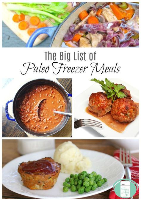 The Big List of Paleo Freezer Meals #freezermeals #freezercooking #freezermeals101 Paleo Freezer Meals, Primal Blueprint Recipes, Starting Paleo Diet, Paleo Diet Food List, Freezer Meal Prep, Paleo Crockpot, Paleo Diet Recipes, Freezer Cooking, How To Eat Paleo