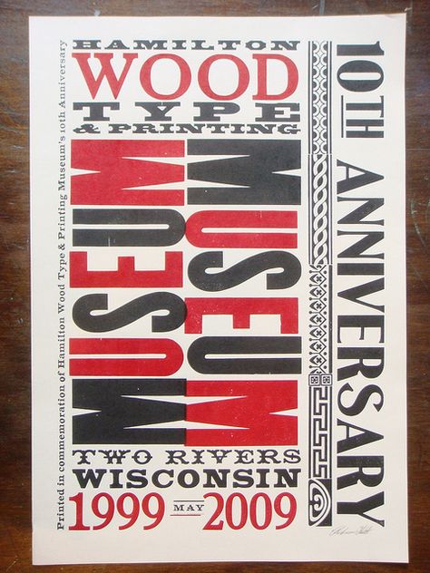 Hamilton Wood Type & Printing Museum 10th Anniversary letterpress poster Vintage Letterpress Poster, Disco Typography, Luck 2022, Victorian Typography, Wood Type Poster, Western Graphics, Canadian Woodworking, Modern Posters, Letterpress Type