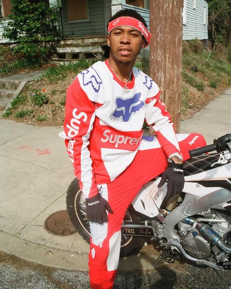 Supreme on Instagram: “Supreme®/Fox Racing®. 05/10/2018” Motocross Outfits, Fox Motocross, Motocross Racing, Moto Pants, Outfit Png, Bike Brands, Shirt Design Inspiration, Racing Jacket, Futuristic Fashion