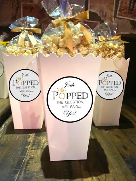 Click on photo for link to purchase! You will receive personalized, printable files. Print your own labels! #EngagementParty #EngagementPartyFavors #PopcornPartyFavors #EngagementPartyIdeas #EngagementFavorTag #EngagementFavorBag #PoppedTheQuestion #Popcorn #CaramelPopcorn #Caramel #Proposal #SheSaidYes #HivePrintables I Do Party Ideas, Engagement Party Goodie Bags, She Said Yes Engagement Party, Popcorn Party Favors, Popcorn Labels, Kettle Corn Popcorn, Winter Engagement Party, She Said Yes Engagement, He Popped The Question