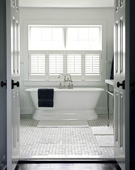 Window Remodel, Traditional Bath, Bathroom Freestanding, Bathroom Window Treatments, Modern Window Treatments, Pedestal Tub, Shotgun House, Master Bathrooms, Bathroom Window