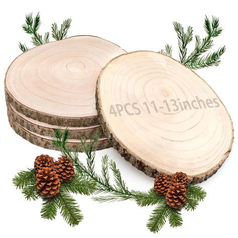 PRICES MAY VARY. Package Contents: You will receive 4 large round wood slices, measuring approximately 11-13inches. The size will vary slightly as they are made from natural trees Natural Wood Slices: Each piece of wood slab is made of natural paulownia wood and retain the bark to give you the most original experience. Each piece is polished smooth and the annual rings are clearly visible Wood Centerpieces for Tables: The original wood rounds can serve as unique, elegant and natural table decora Crow Party, Wood Slices For Centerpieces, Wood Slice Centerpiece, Paulownia Tree, Log Centerpieces, Wood Slice Centerpieces, Large Wood Slices, Round Wood Tray, Centerpieces For Tables