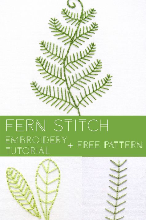 Fern Stitch, Creeper Minecraft, Embroidery Leaf, Ribbon Embroidery Tutorial, Crewel Embroidery Kits, Embroidery Tutorial, Embroidery Stitches Tutorial, Embroidery Patterns Free, Simple Embroidery