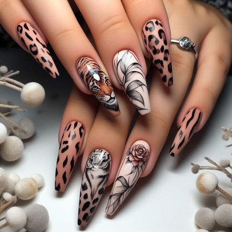 Unleash your wild side with these animal print nail designs! 🐆✨ Check out my nail designs now. Dare to stand out with nails that combine elegance and boldness, inspired by nature. From classic leopard spots to modern zebra stripes, each design is a style statement that won't go unnoticed. 💅🐾 Join this community and take your nails to the next level! 🖤🔥 #animalprintnails #wildnails #uniquestyle #nailinspo #nailart #nailartist #naildesign #floralnails #artonyourhands #PerfectNails #flowernail Animal Print Nail Designs, Uñas Animal Print, Nailinspo Nailart, With Nails, Animal Print Nails, Zebra Stripes, Leopard Spots, Floral Nails, Flower Nails