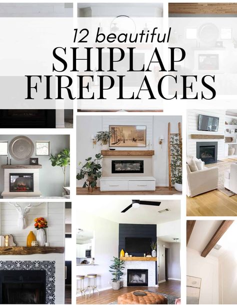 A roundup of beautiful, simple DIY fireplace ideas to give you inspiration for your own home. 2 Story Shiplap Fireplace Wall, Diy Shiplap Fireplace With Hearth, Easy Diy Shiplap Fireplace, Simple Diy Fireplace, Black Tile White Shiplap Fireplace, Vent Free Gas Fireplace Shiplap, Diy Fireplace Ideas, Shiplap Fireplace Ideas, Diy Shiplap Fireplace