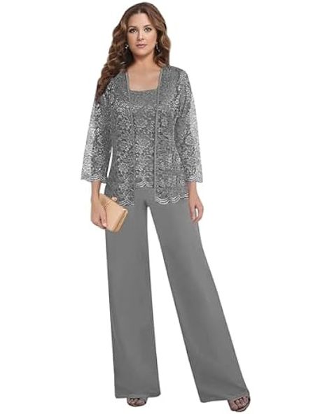 Amazon.com: Zhousanjian Women's cotton and linen solid color suit 2-piece vintage 3/4 sleeve top wide leg pants casual suit with pockets : Clothing, Shoes & Jewelry Mother Of The Bride Trouser Suits, Dressy Pant Suits, Plus Size Pant Suits, Mother Of The Bride Suits, Wedding Pantsuit, Gown With Jacket, Bride Suit, Pant Suits For Women, Chiffon Pants