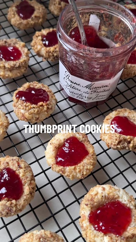 Strawberry Pretzel Thumbprint Cookies, Strawberry Thumbprint Cookies, Creamy Pie, Strawberry Pretzel, Thumbprint Cookies Recipe, Strawberry Compote, Strawberry Jelly, Decadent Cakes, Thumbprint Cookies