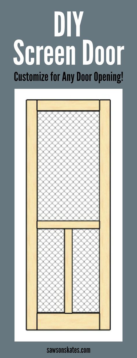 Looking for screen door ideas? DIY your own! This easy to follow plan shows how to build a wooden DIY screen door which can be customized to fit any door opening. Screen Door Ideas Diy, Screen Door Ideas, Wood Screen Door, Wooden Screen Door, Diy Screen Door, Diy Screen, Wood Projects For Beginners, Wood Screens, Wooden Screen