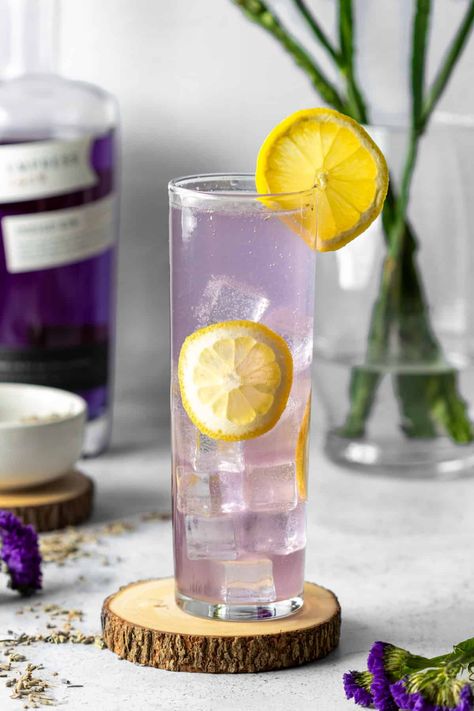 Lavender Collins | Toshi's Table Lavender Collins, Gin Collins, Tom Collins Recipe, Reyka Vodka, Lavender Simple Syrup, Thyme Simple Syrup, Vodka Collins, Lavender Cocktail, Lemon Juice Uses