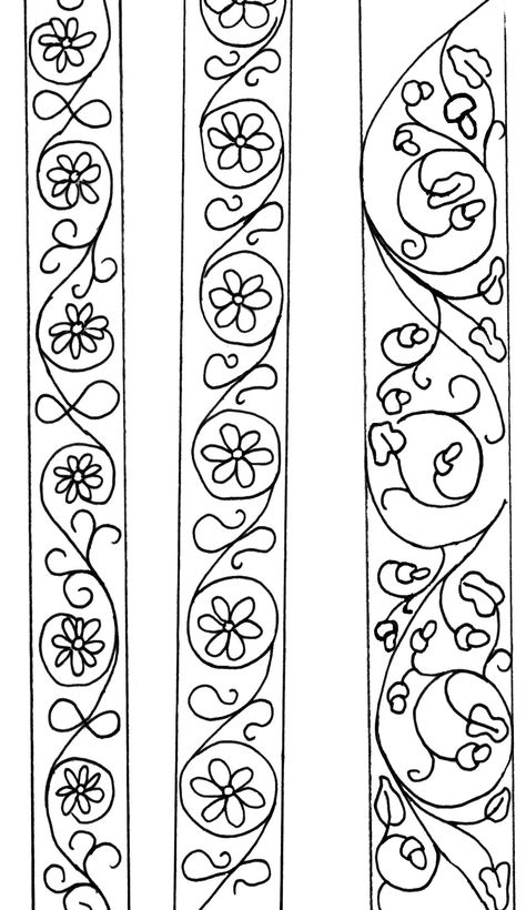 Embroidery pattern Medieval Embroidery, Doodle Borders, Blackwork Embroidery, Hearts And Flowers, Free Motion Quilting, Embroidery Inspiration, Crazy Quilts, Art Journals, Flowers And Leaves