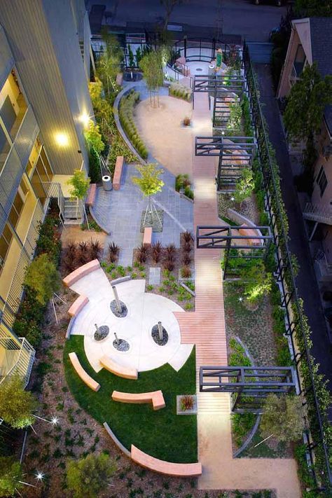 NYC rooftop garden Penthouse Terrace, Arch Garden, Roof Garden Design, Pocket Park, Rooftop Design, Urban Landscape Design, Spatial Design, Desain Lanskap, Landscape Architecture Design