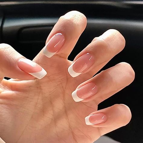 PRICES MAY VARY. Classic Design: These press-on nails feature a timeless French Nude design, which is known for its elegant and natural look. The soft, neutral hue of the nails creates a sophisticated and versatile base that complements any outfit or occasion. High-quality Material: Crafted from high-quality Acrylic material, these press-on nails are durable and long-lasting. The Acrylic material provides a strong and sturdy foundation, ensuring that the nails maintain their shape and shine thro Nails Application, Nails Ballerina, Nagel Tips, Short Square Nails, Nail Type, 3 Women, Nail Forms, Stick On Nails, Girls Nails