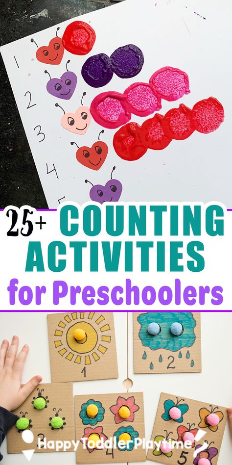 Counting Art Preschool, Easy Counting Activities For Preschoolers, Number For Preschool Activities, Numbers Crafts For Preschoolers, Simple Math For Preschoolers, Counting Ideas For Preschool, Numbers Preschool Craft, Counting For Preschoolers, Counting Activities For Kindergarten