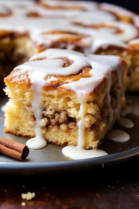 Cinnabon Cinnamon Roll Cake Cinnabon Cinnamon Roll Cake, Cinnamon Treats, Cinnamon Bun Cake, Pecan Cobbler, Bakery Goods, Bun Cake, Facebook Recipes, Breakfast Rolls, Breakfast Goodies