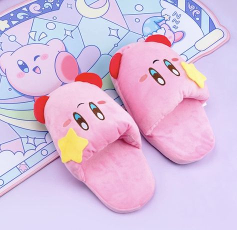 Soft pink Kirby slippers for women. Kirby Slippers, Kirby Gifts, Kirby Shoes, Super Mario Smash Bros, Cute Kawaii Stuff, Kirby Nintendo, Anime House, Kirby Stuff, Hello Kitty Items