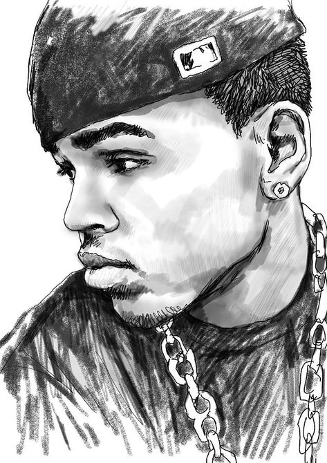 Chris Brown Drawing, Brown Sketch, Brown Drawing, Chris Brown Art, Chris Brown Official, Chris Brown, Art Drawings Sketches, Portrait Drawing, Summer Aesthetic