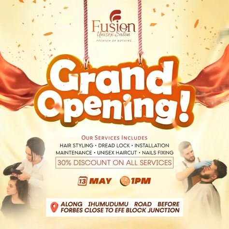 Grand Opening Of Fusion Unisex Salon . . . #ekpoma #grandopening #unisexsalon #elogsdesigns Grand Opening Salon, Unisex Haircuts, Salon Ideas, Grand Opening, Hair Cuts, Beauty, Quick Saves