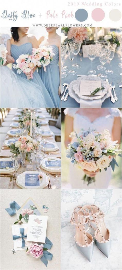 Wedding Color Schemes Spring, Blue And Blush Wedding, Blush Wedding Colors, Wedding Color Scheme, Wedding Themes Summer, Pink Wedding Theme, Winter Wedding Colors, Wedding Themes Fall, Blue Themed Wedding