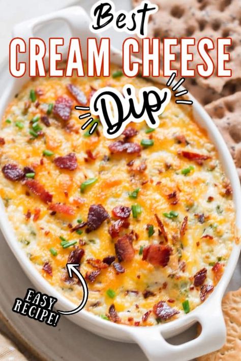 Warm Dip Recipes, Bacon Dip Recipes, Cream Cheese Recipes Dip, Best Dip Recipes, Cheese Dip Recipe, Cream Cheese Dip, Delicious Dips Recipes, Bacon Dip, Cheese Dip Recipes