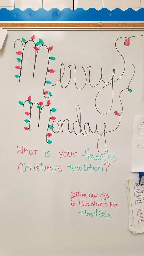 White Board Writing Ideas, Christmas Morning Meeting Ideas, White Board Christmas Ideas, Monday Whiteboard Prompt, Christmas Whiteboard Ideas, Monday Whiteboard, Whiteboard Journal Prompts, Christmas Whiteboard, Morning Questions