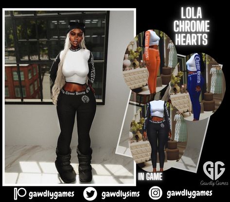 Lola Chrome Hearts | Patreon Chrome Heart Leggings, Sims 4 Mac, Black Simmer, Sims 4 Family, The Sims 4 Skin, The Sims 4 Pc, Sims 4 Cc Shoes, Free Sims 4, Sims 4 Children