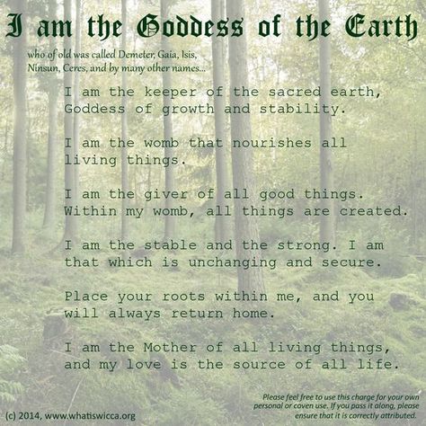 I Am The Goddess of the Earth – Witches Of The Craft® Wiccan Crafts, Elemental Magic, Eclectic Witch, Earth Goddess, Wicca Witchcraft, Wiccan Spells, Earth Elements, The Goddess, Spell Book