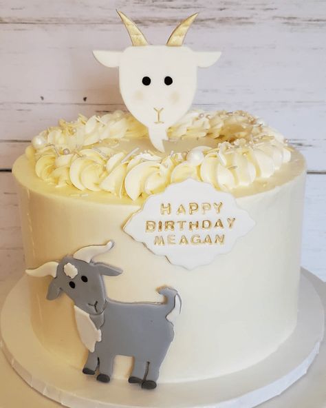 Goat Themed Cake, Goat Cupcakes, Goat Cake Ideas, Goat Birthday Party, Goat Cookies, Goat Cake, Goat Party, Goat Birthday, Cinderella Cake Designs