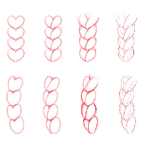 Drawings Of Braids, Braid Reference, Braid Drawing, Drawing Tuts, How To Draw Braids, Drawing Hair Tutorial, Braided Hair Tutorial, Concept Art Tutorial, Hair Sketch