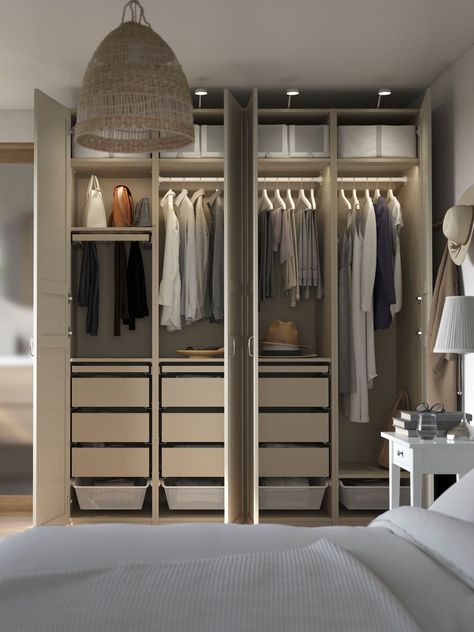 PAX systeem kopen? | Bekijk onze collectie - IKEA Ikea Pax Organization, Dressing Pax Ikea, Dressing Pax, Ikea Pax Closet, Pax Closet, Ikea Built In, Bedroom Built In Wardrobe, Aspen House, Unique Bedroom Design