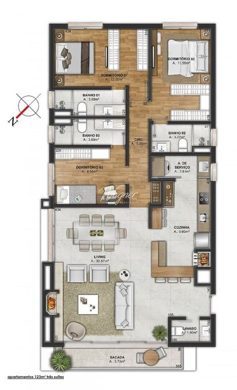 House Plans 120 M2, 200 M2 House Plan, 120 M2 House Plans, Ino Sakura, 3d Floor Plans, Small House Floor Plans, House Floor Design, Apartment Floor Plans, House Plan Gallery